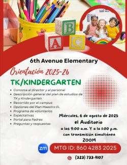 Miercoles, 6 de agosto de 2025 @ 9am o 1pm